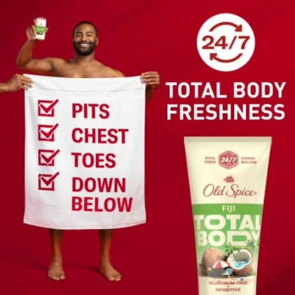 🍒 5/$20 new Old Spice Total Body Mens Deodorant Cream Antiperspirant Fiji Scent